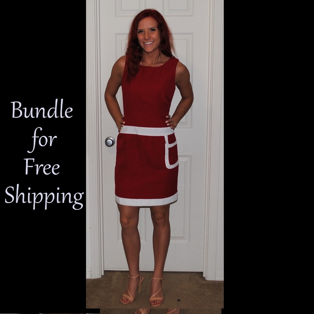 Metro Style Red Midi Shift Dress